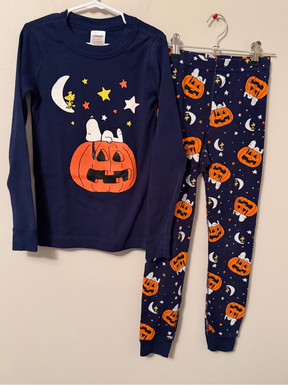 Hanna Andersson Navy Halloween Pumpkin Snoopy Pajama Set